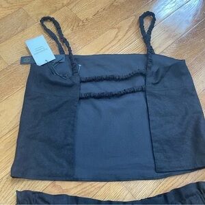 House of Harlow 1960 Black Linen Crop Tank Top